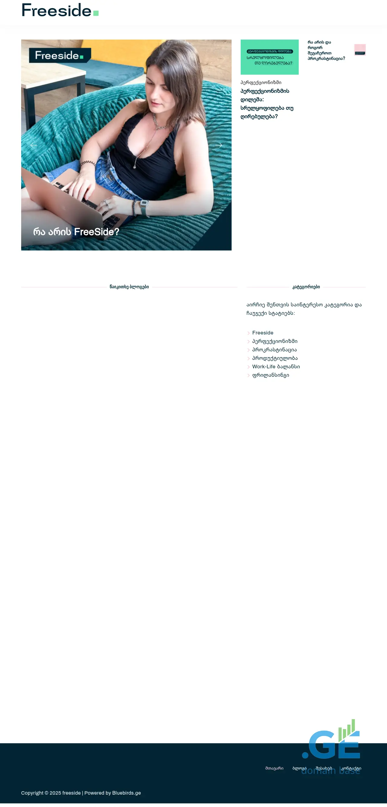 Screenshot of the site freeside.ge