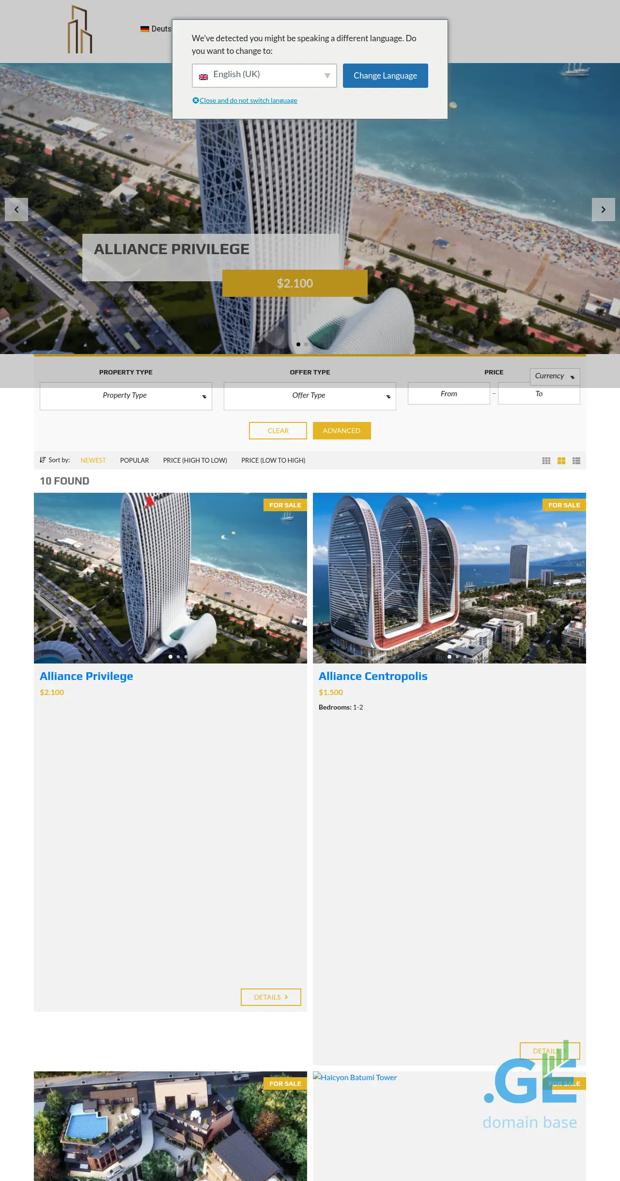 Screenshot of the site future-invest.ge