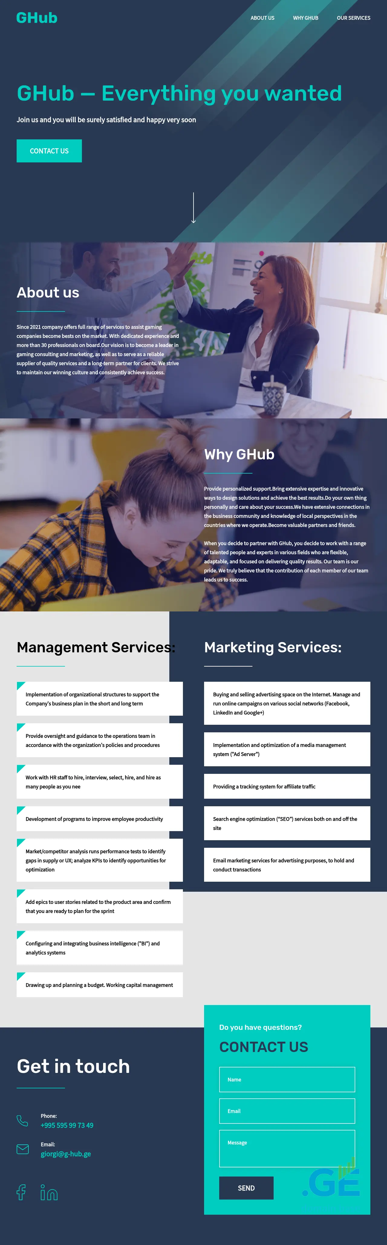 Screenshot of the site g-hub.ge