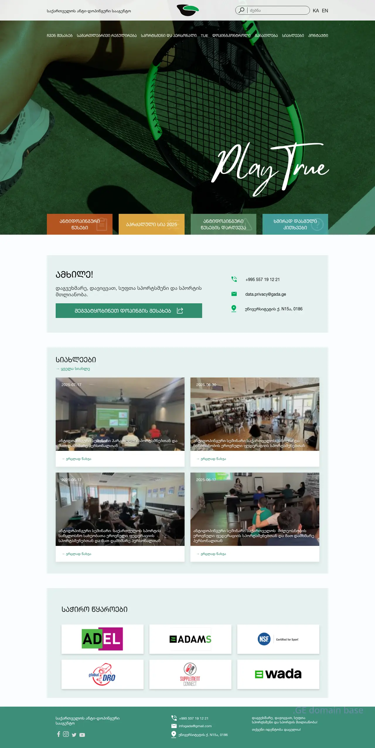 Screenshot of the site gada.ge