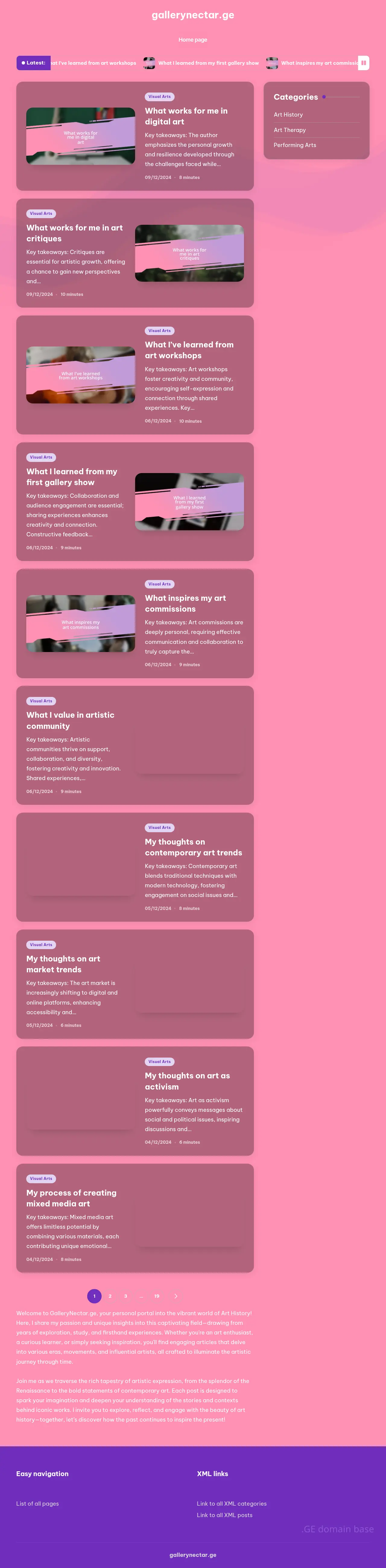 Screenshot of the site gallerynectar.ge