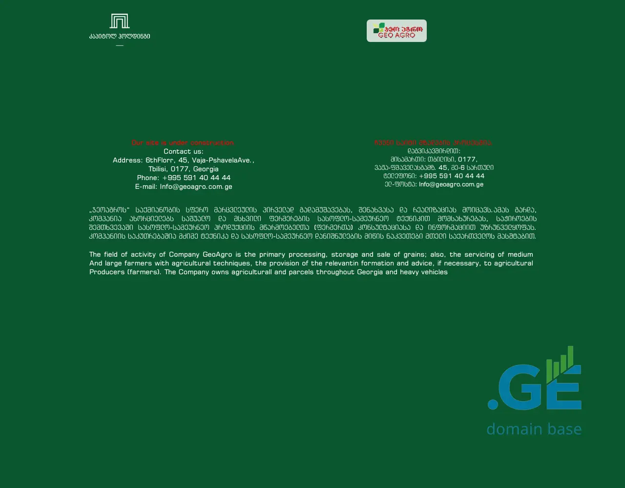 Screenshot of the site geoagro.com.ge