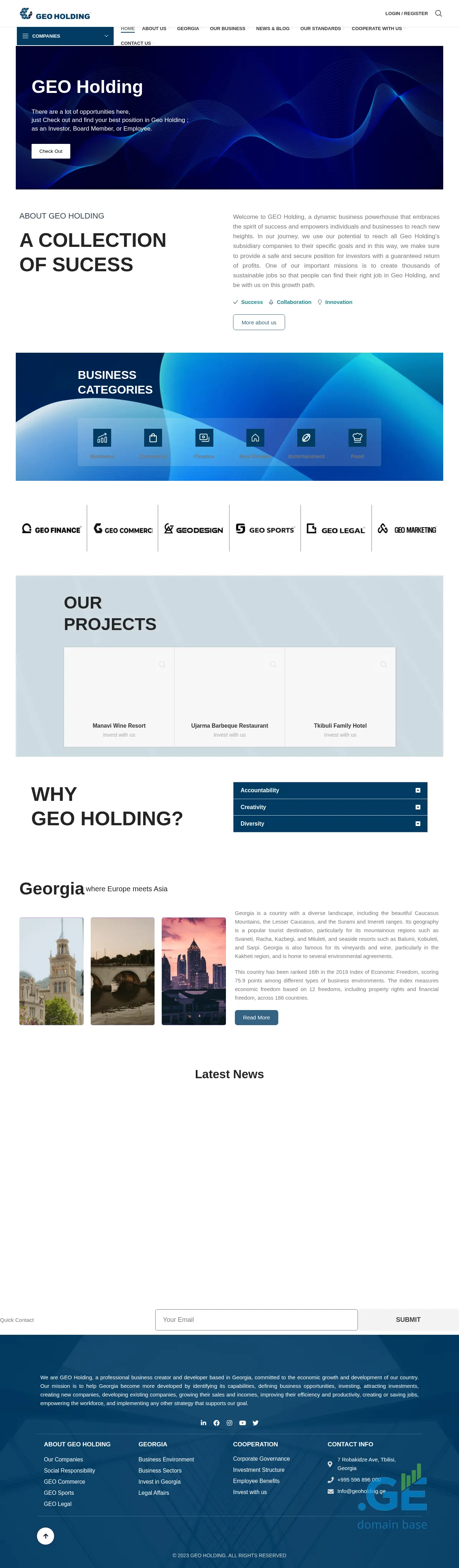 Screenshot of the site geoholding.ge