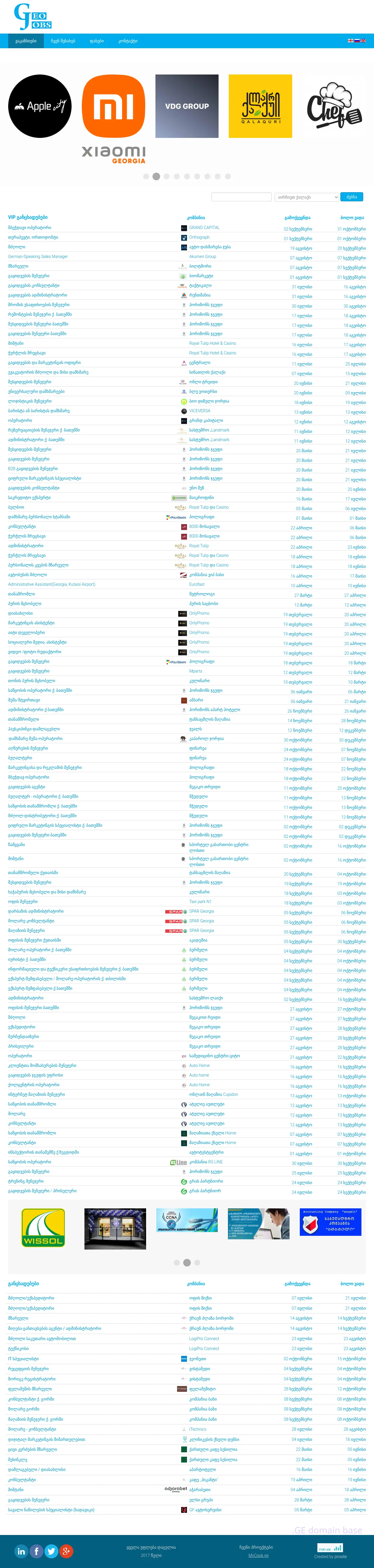 Screenshot of the site geojobs.ge