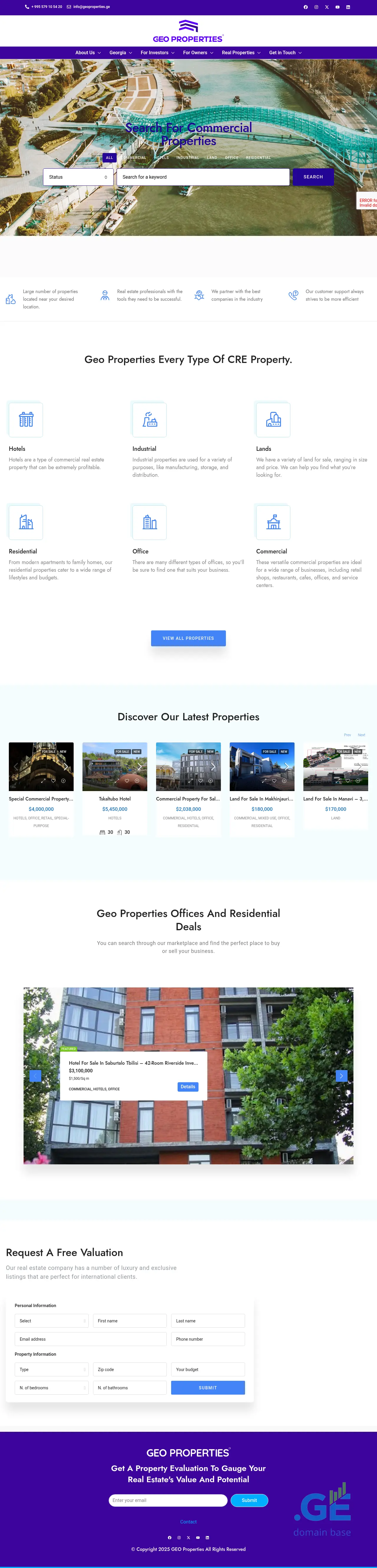 Screenshot of the site geoproperties.ge