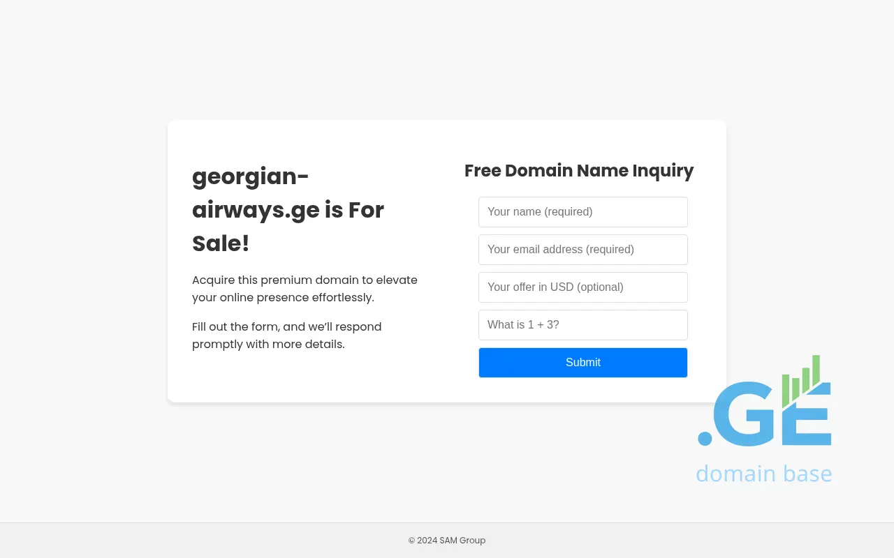 Screenshot of the site georgian-airways.ge