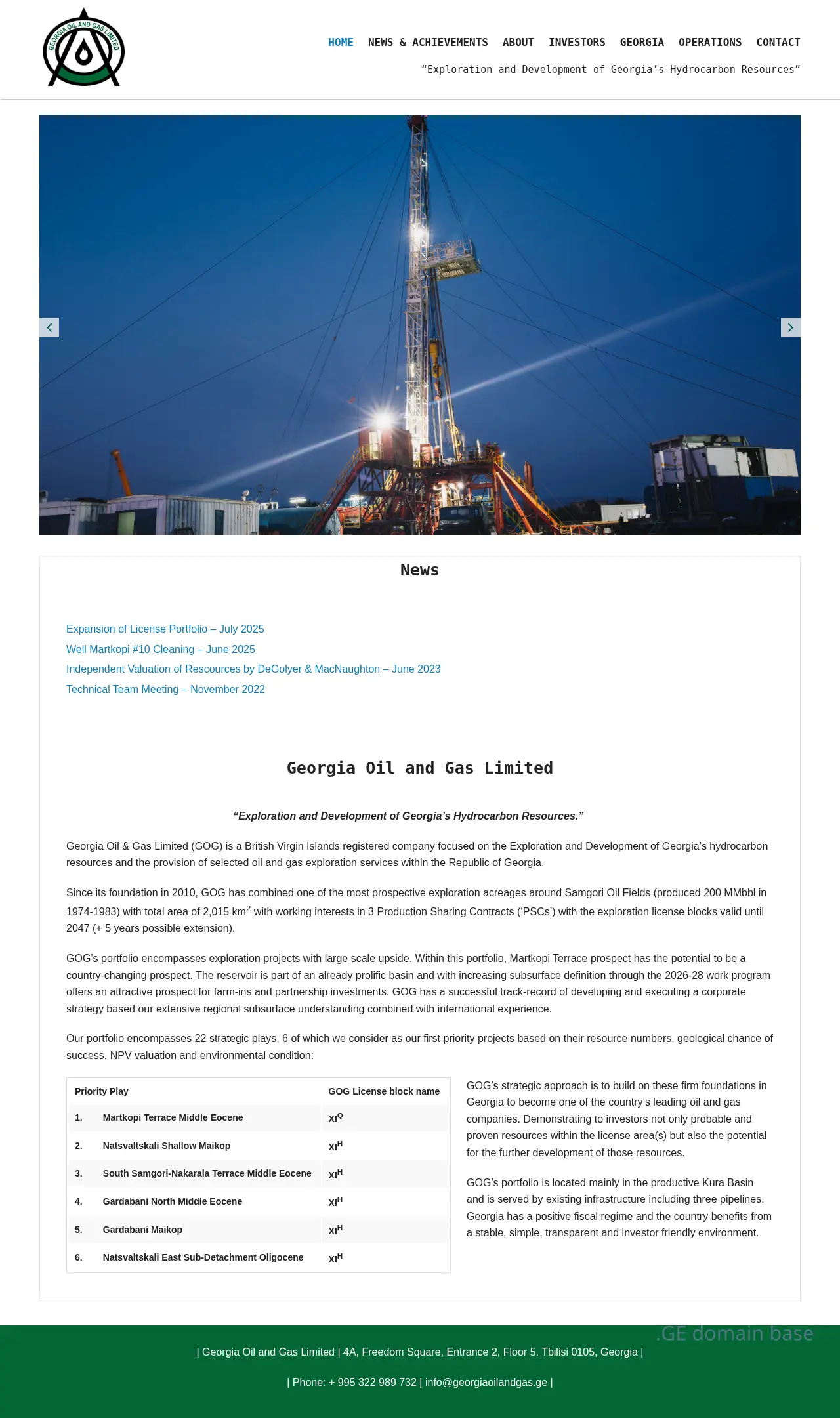 Screenshot of the site georgiaoilandgas.ge