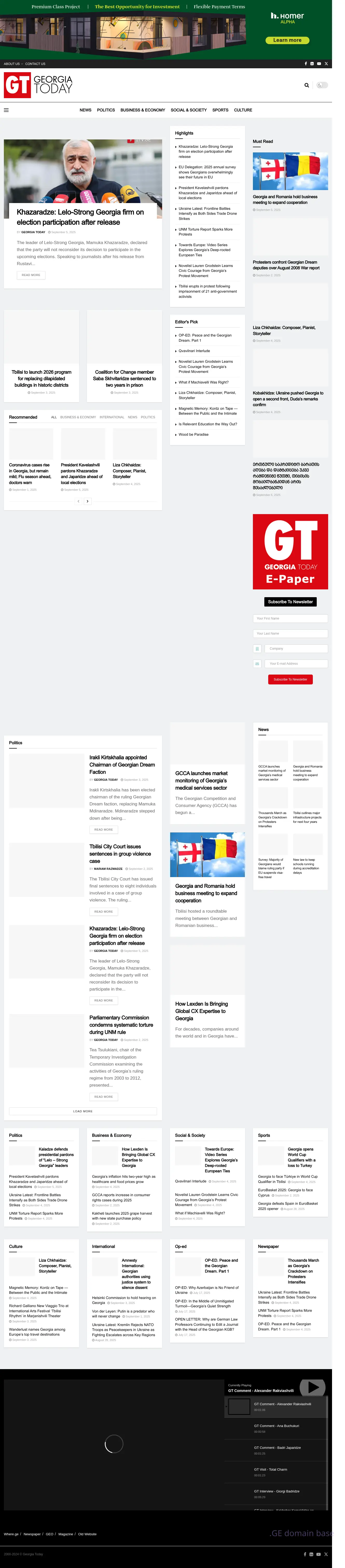 Screenshot of the site georgiatoday.ge