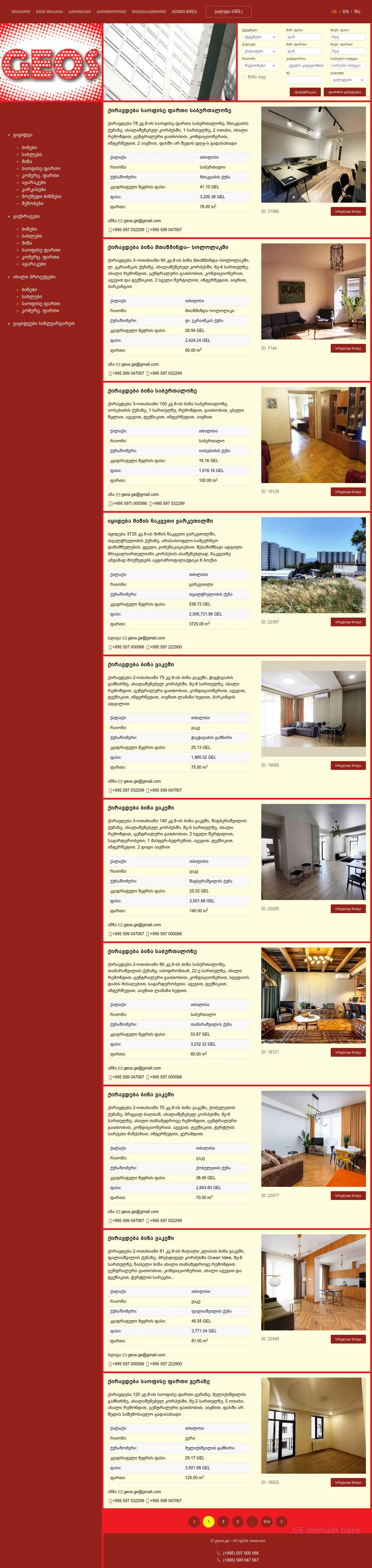 Screenshot of the site geos.ge