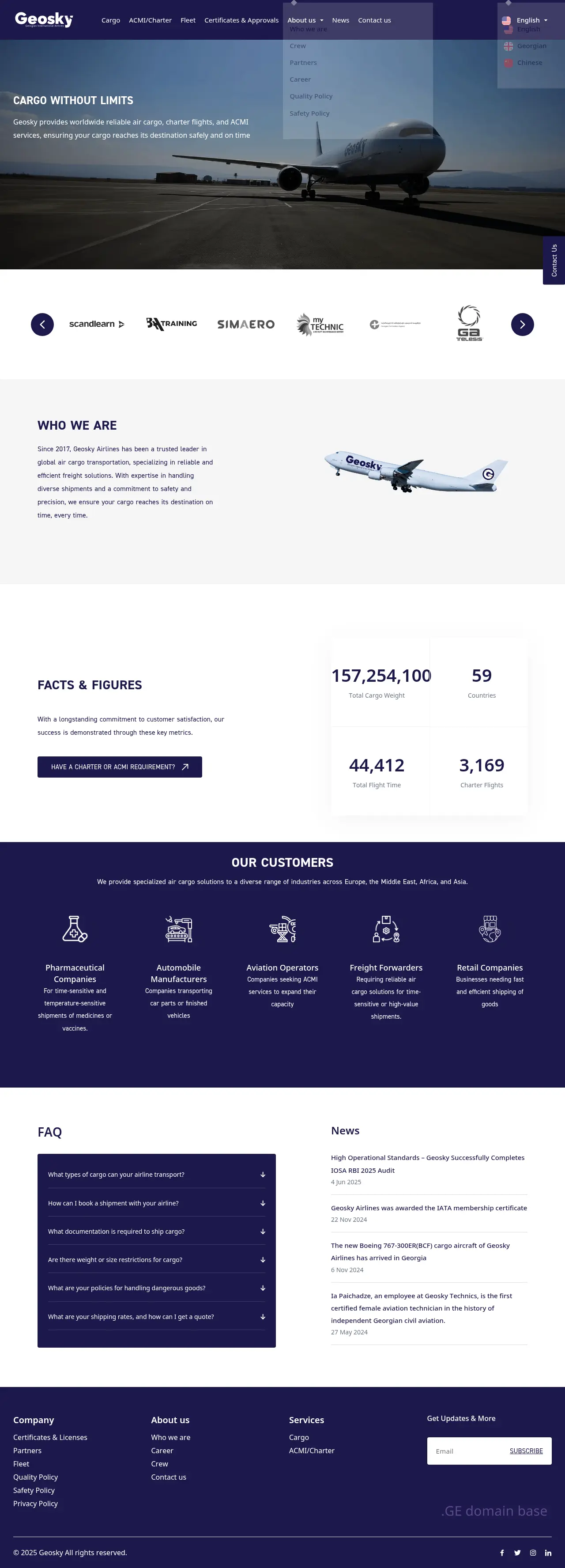 Screenshot of the site geosky.ge