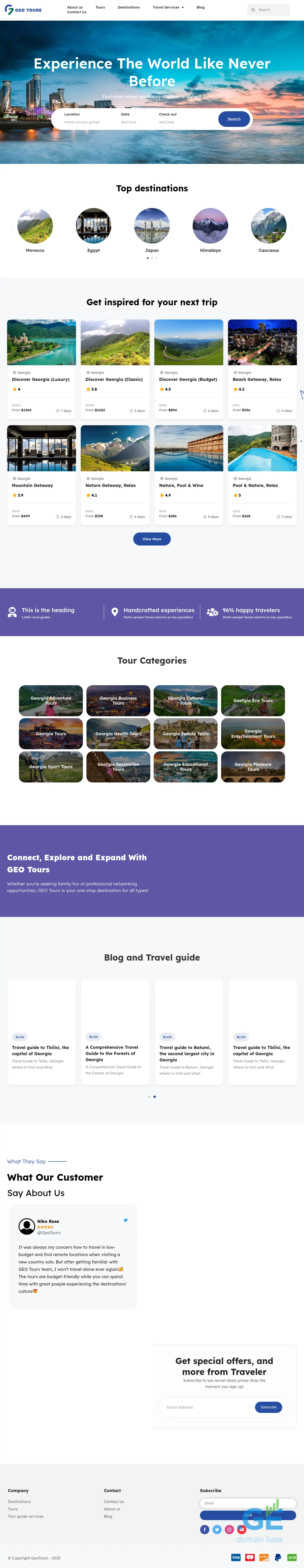 Screenshot of the site geotours.ge