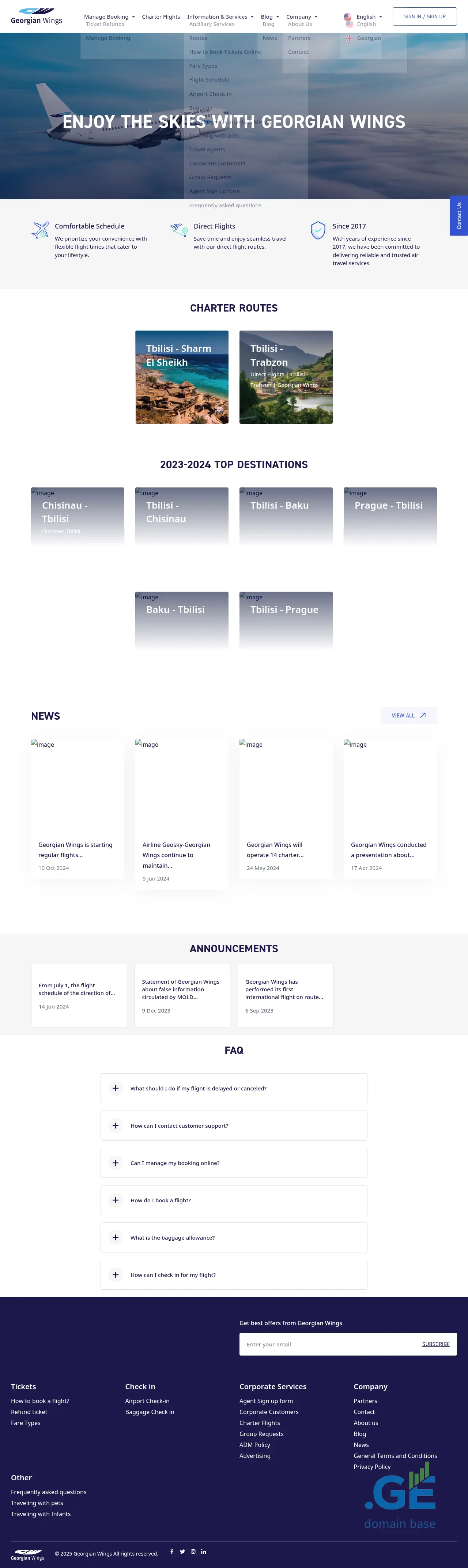 Screenshot of the site geowings.ge