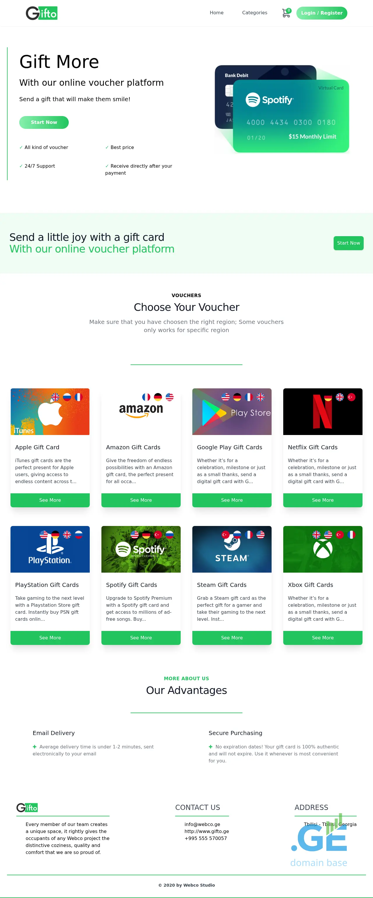 Screenshot of the site gifto.ge