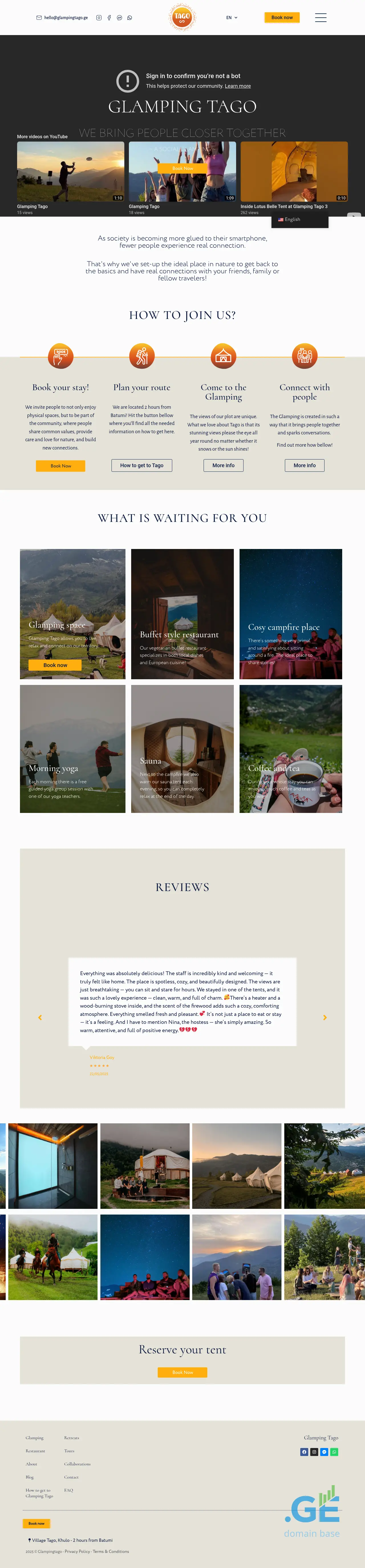 Screenshot of the site glampingtago.ge
