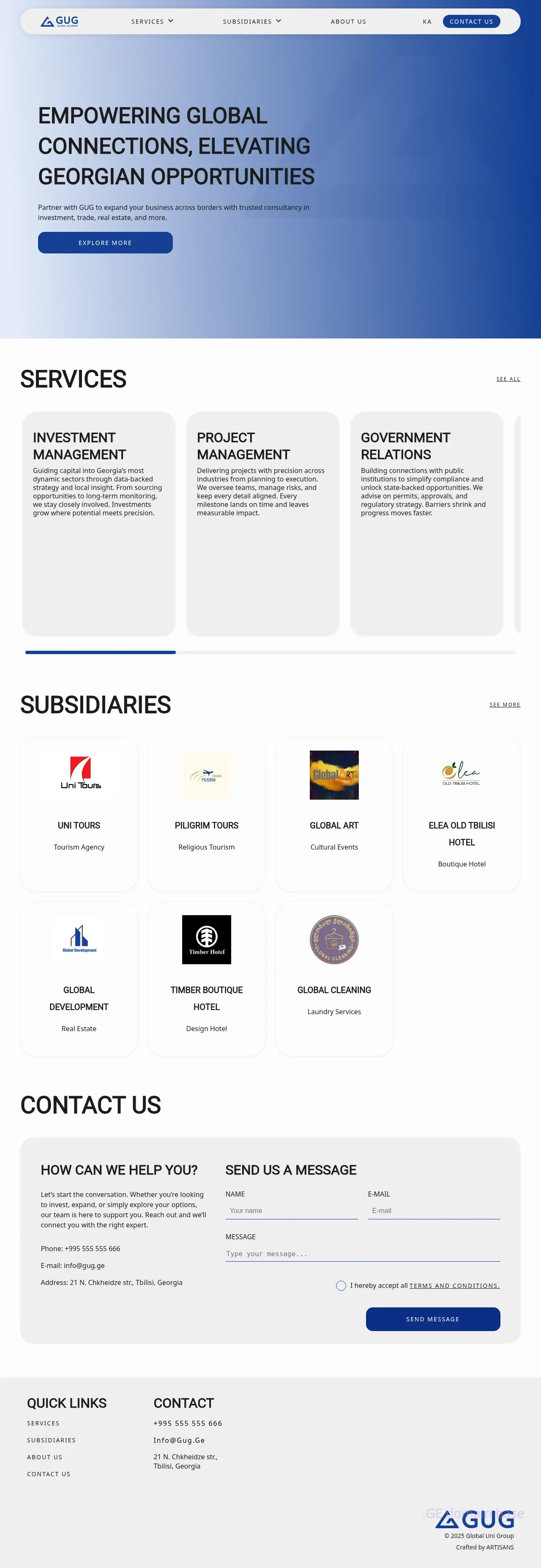 Screenshot of the site globalunigroup.ge