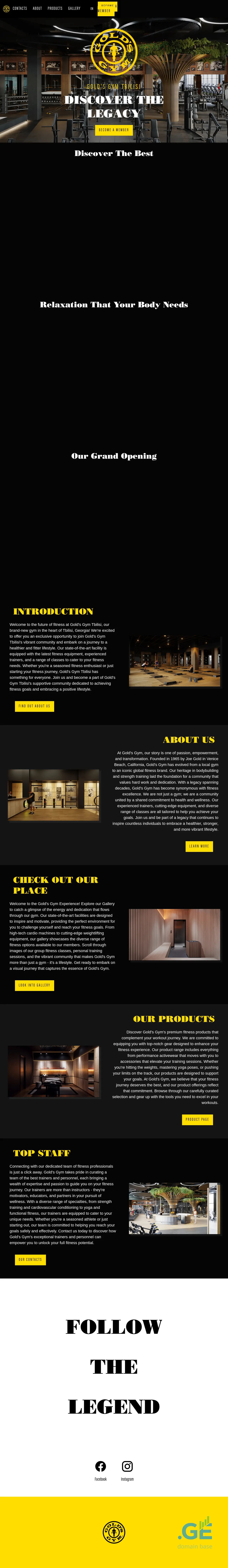 Screenshot of the site goldsgym.ge
