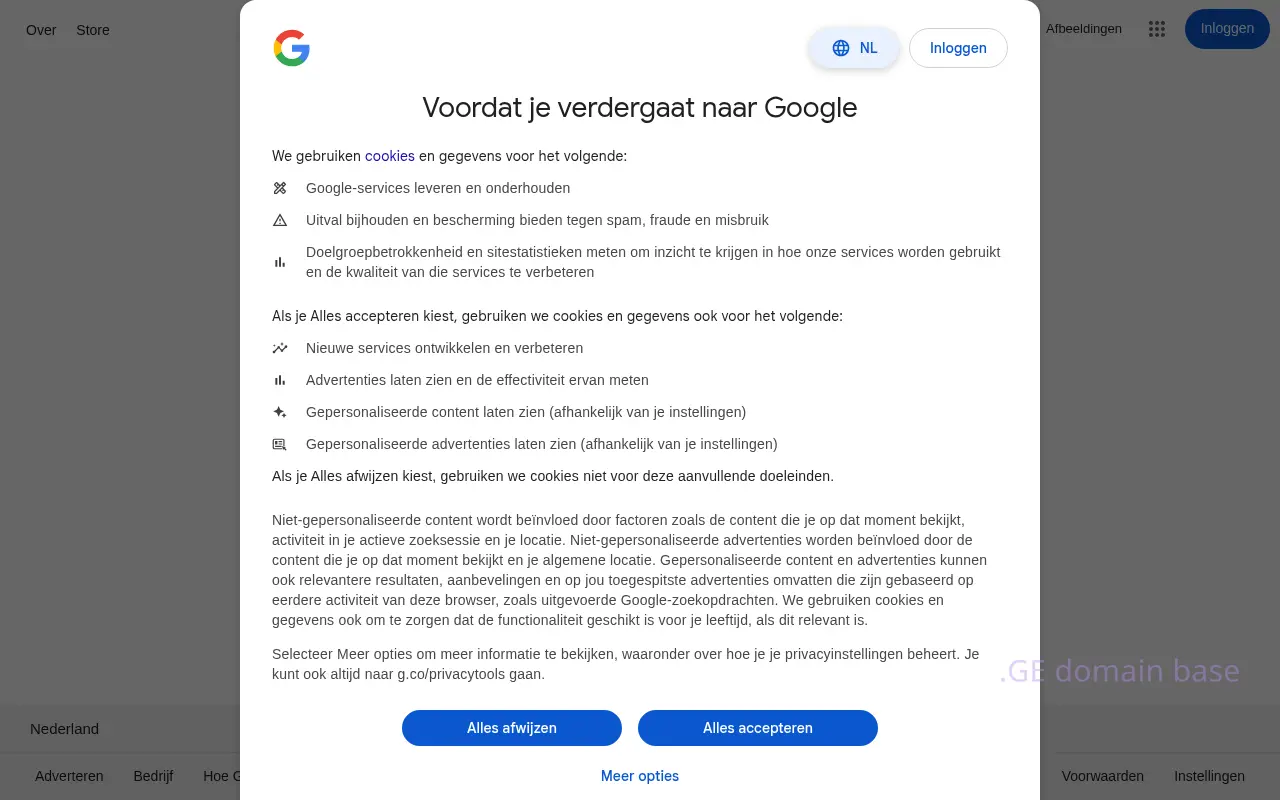 Screenshot of the site google.ge