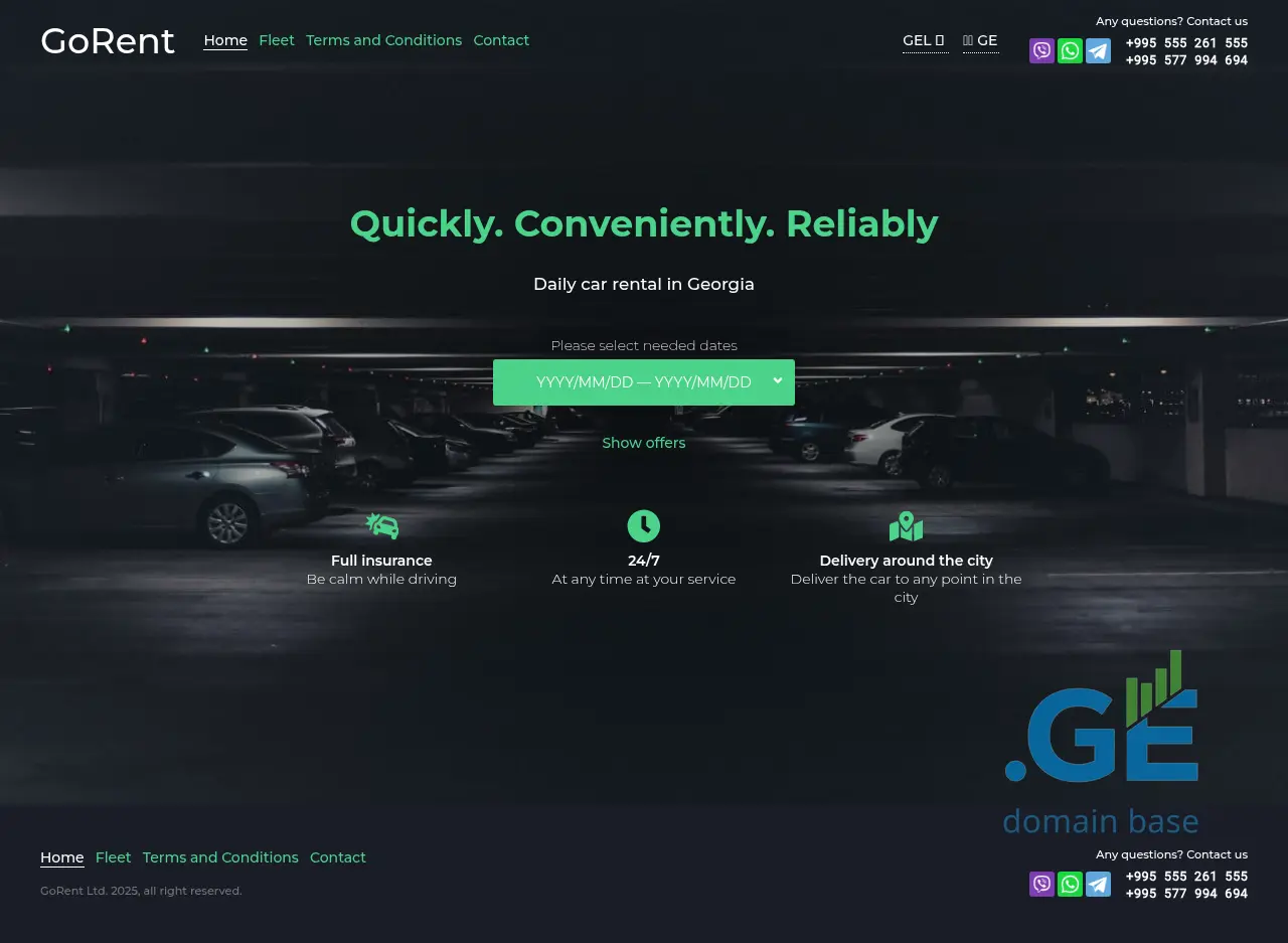 Screenshot of the site gorent.ge