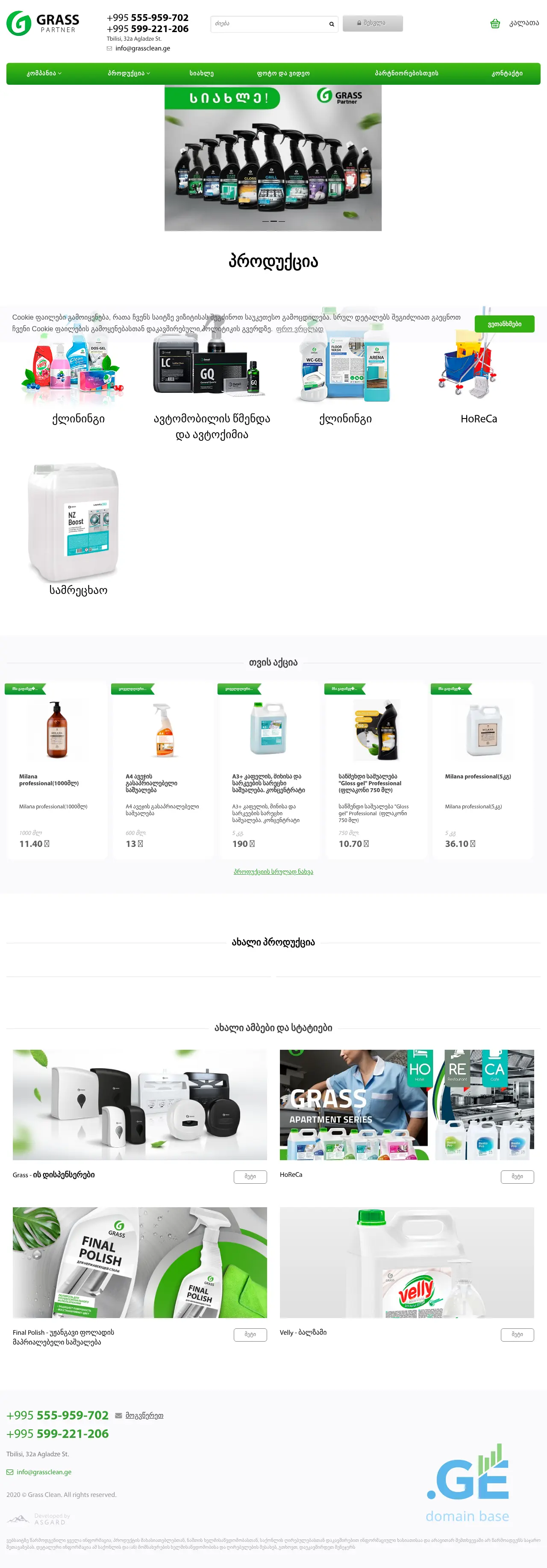 Screenshot of the site grassclean.ge