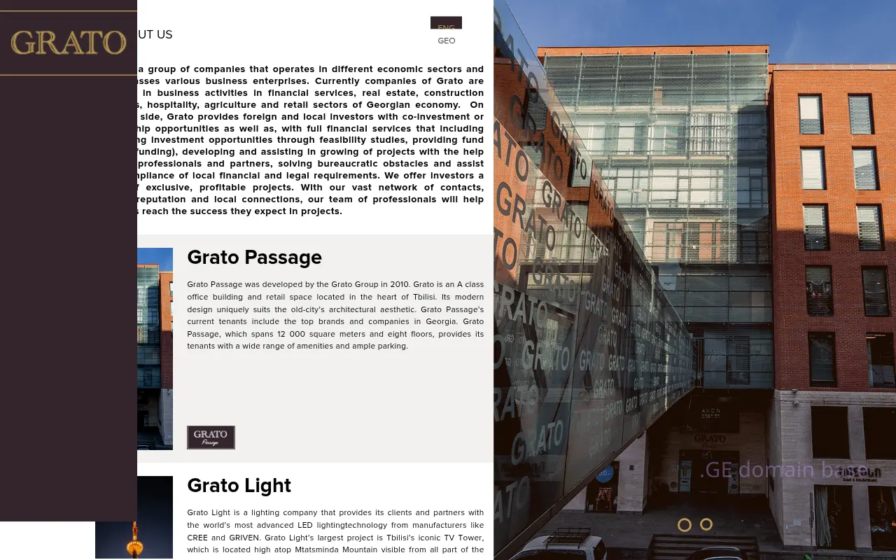 Screenshot of the site grato.ge