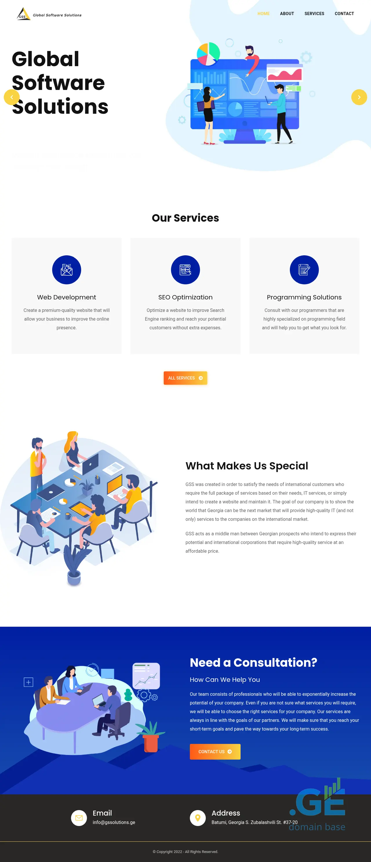 Screenshot of the site gssolutions.ge