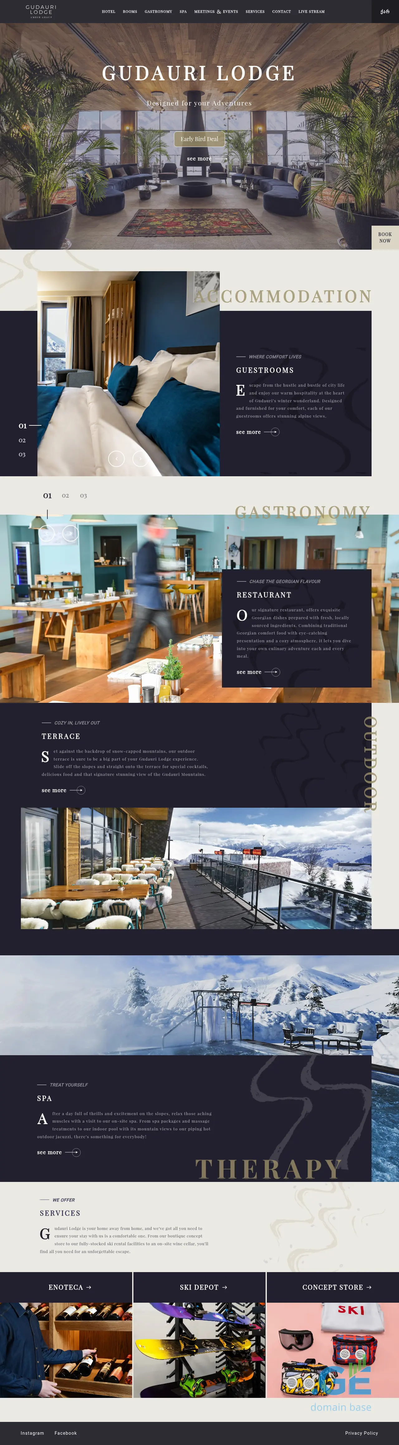 Screenshot of the site gudaurilodge.ge