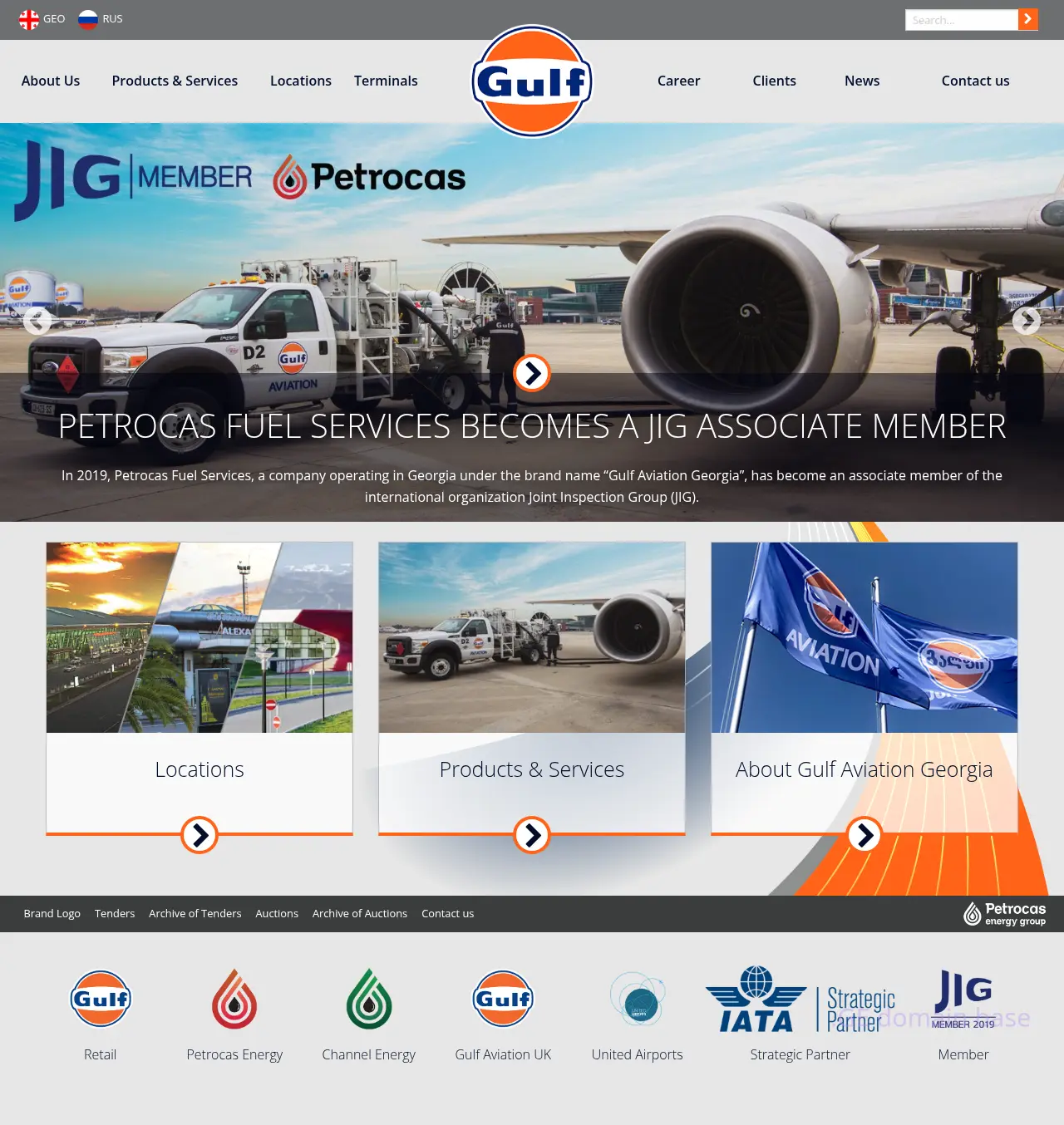 Screenshot of the site gulfaviation.ge