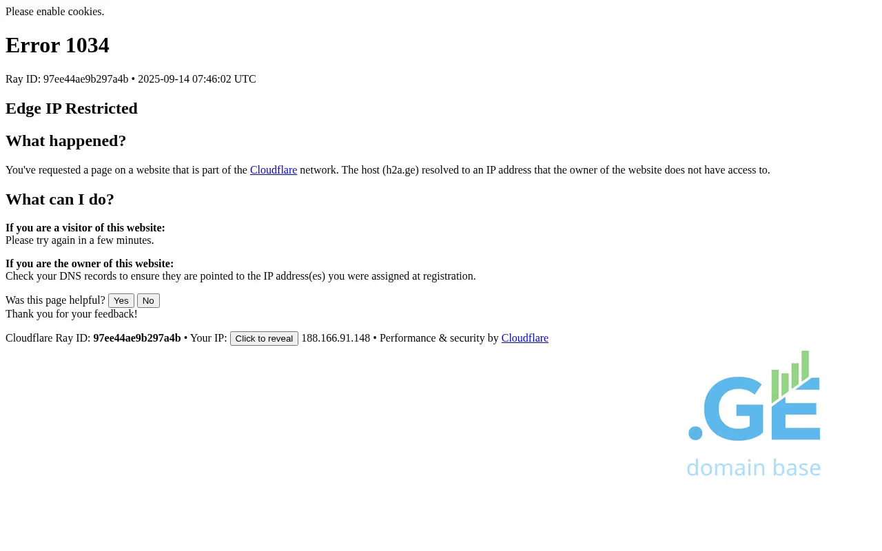 Screenshot of the site h2a.ge