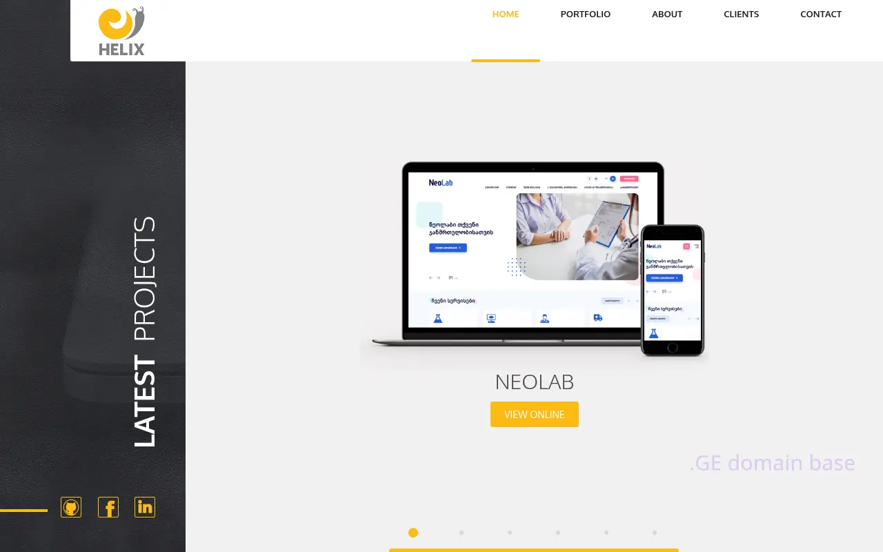 Screenshot of the site helix.ge