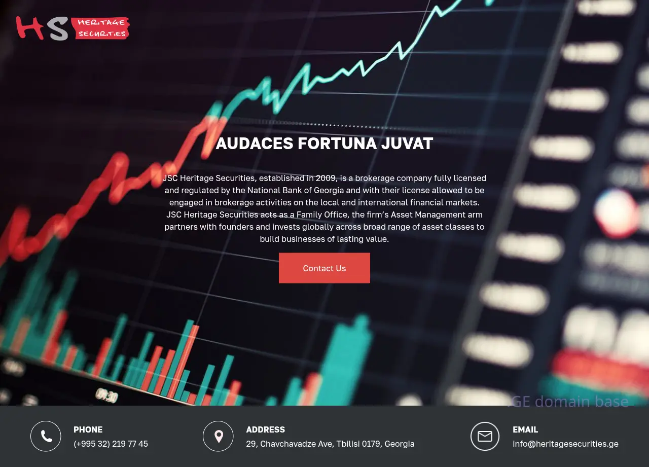 Screenshot of the site heritagesecurities.ge