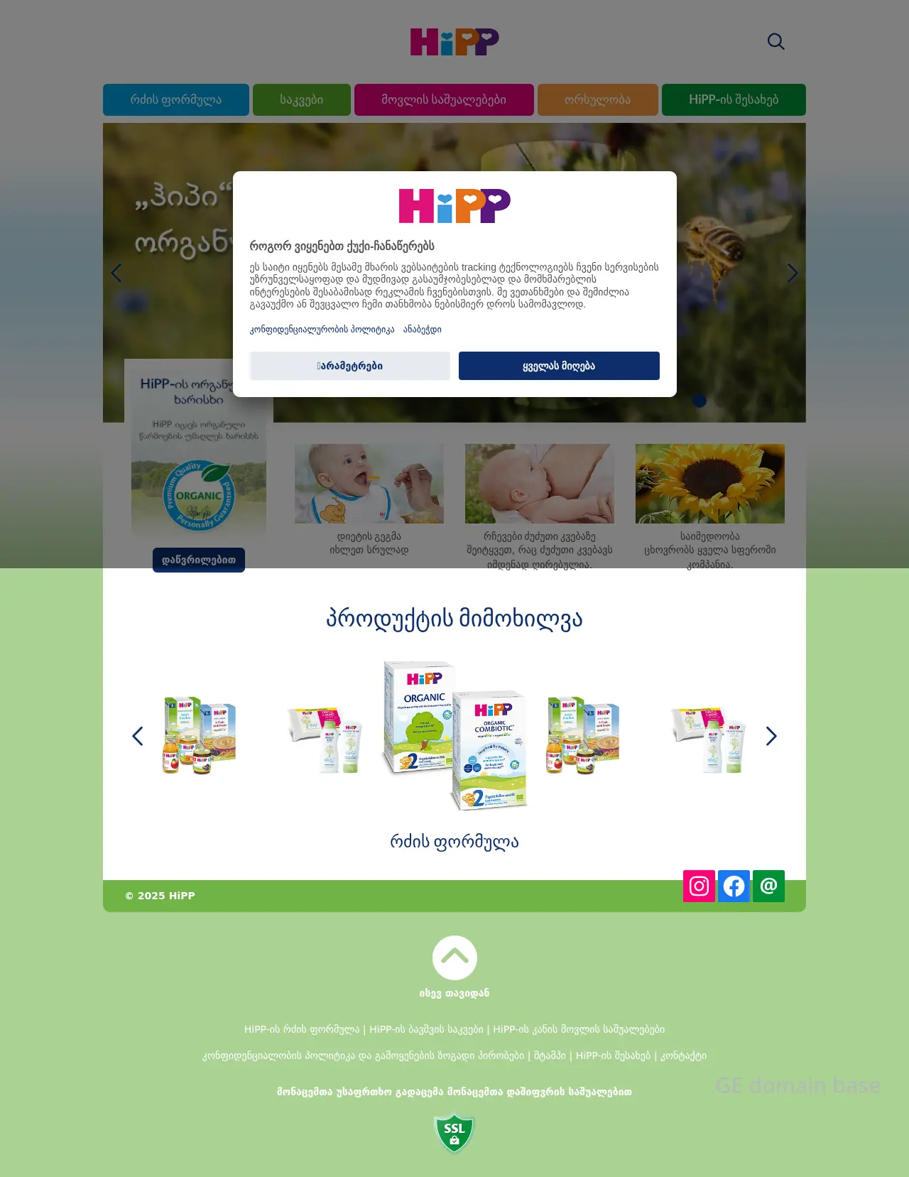 Screenshot of the site hipp.ge