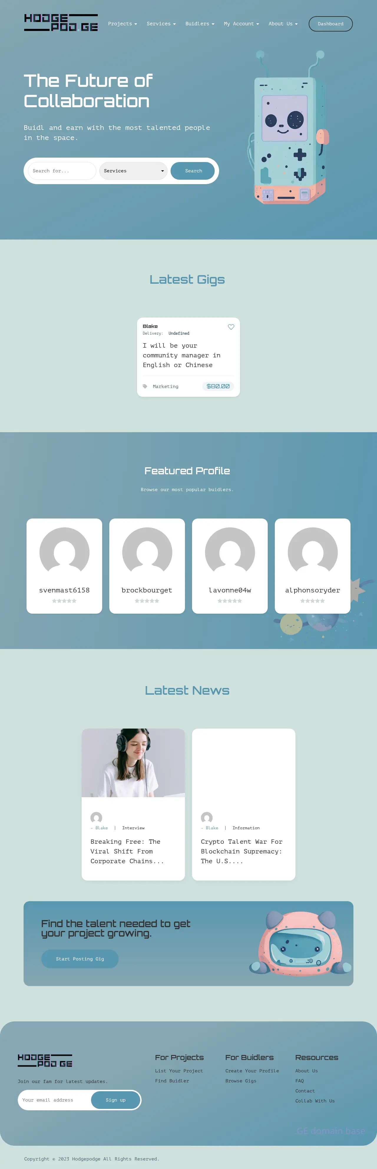 Screenshot of the site hodgepod.ge