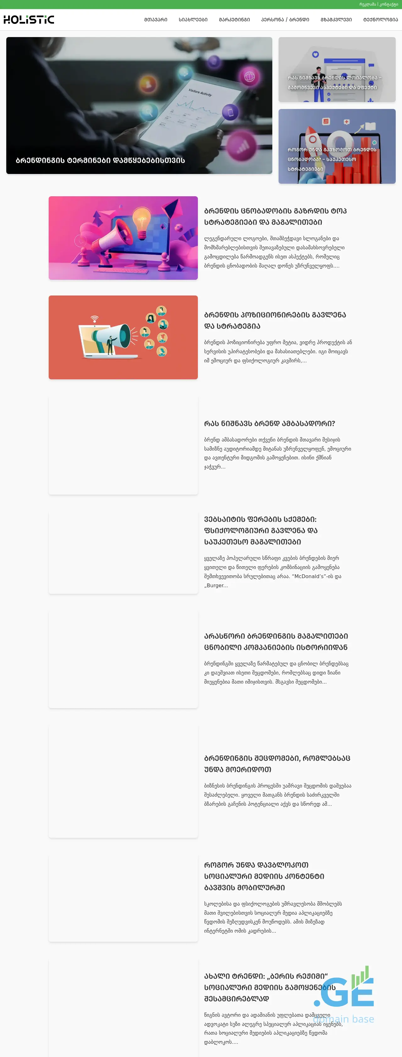 Screenshot of the site holistic.ge