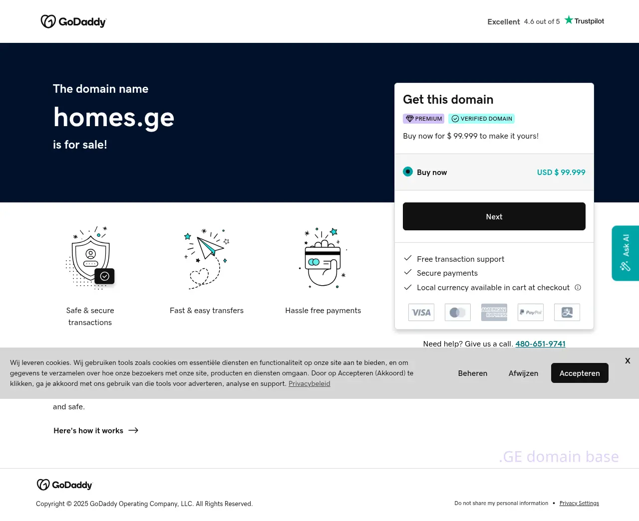 Screenshot of the site homes.ge