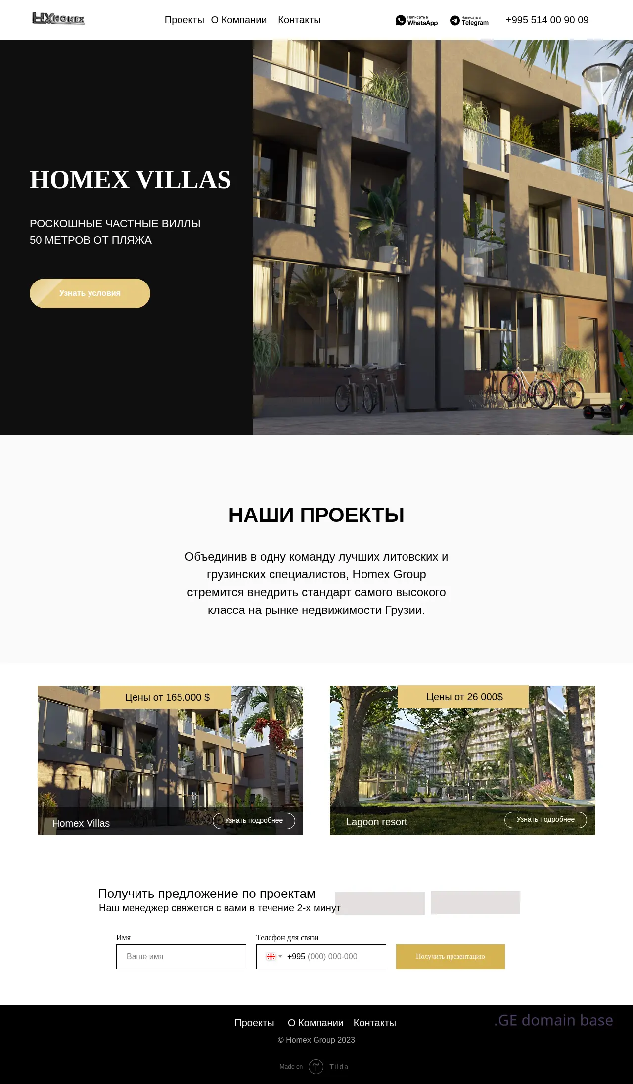 Screenshot of the site homex.ge