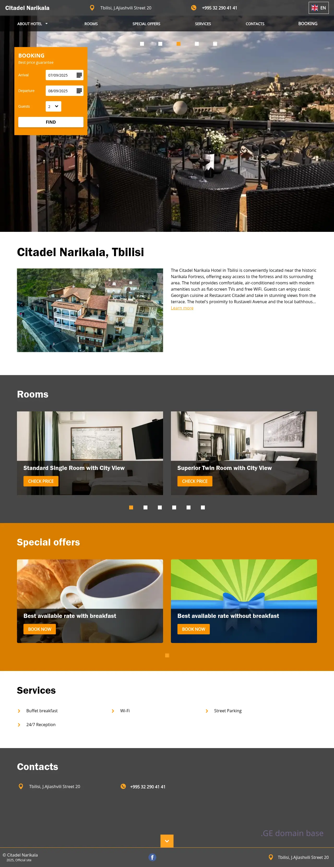 Screenshot of the site hotel-citadel.ge