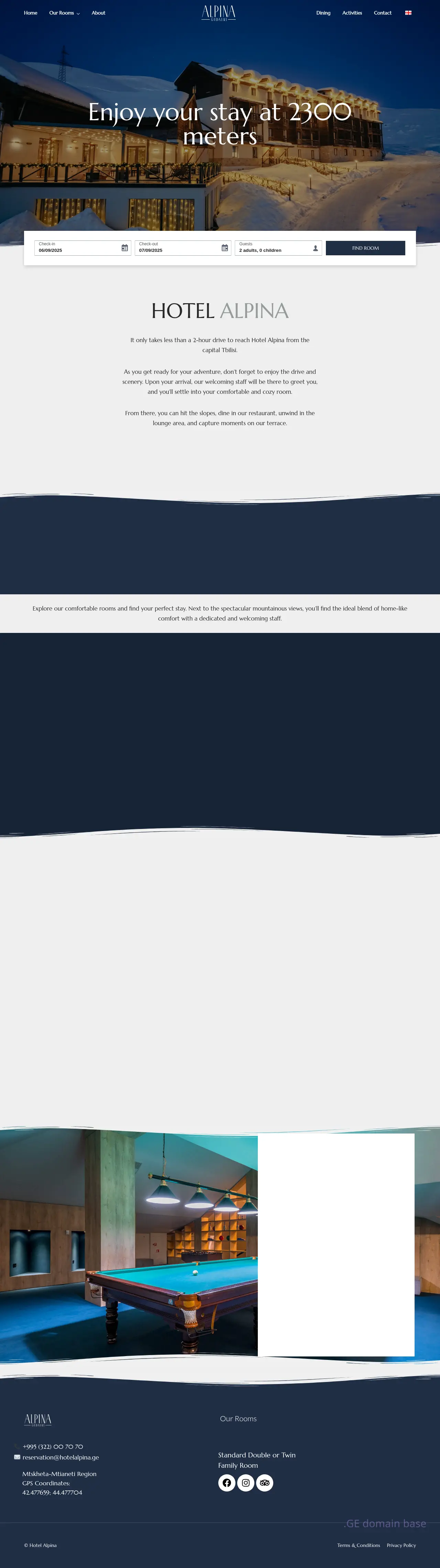 Screenshot of the site hotelalpina.ge