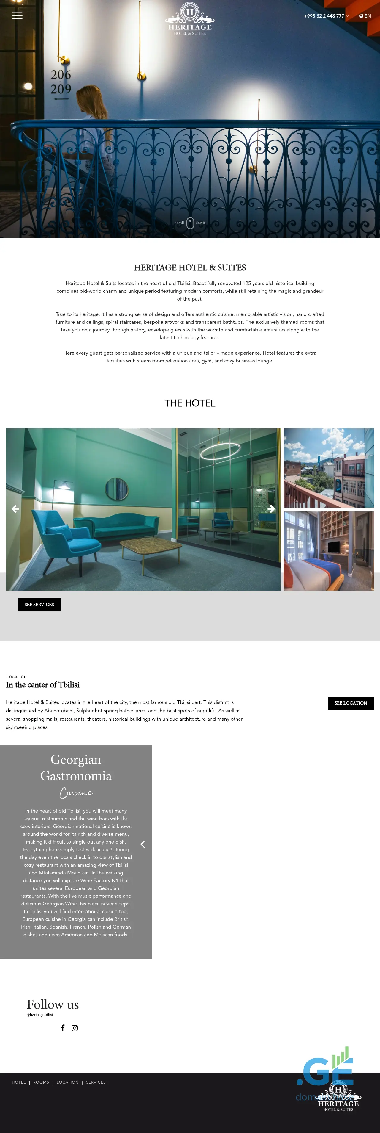 Screenshot of the site hotelheritage.ge