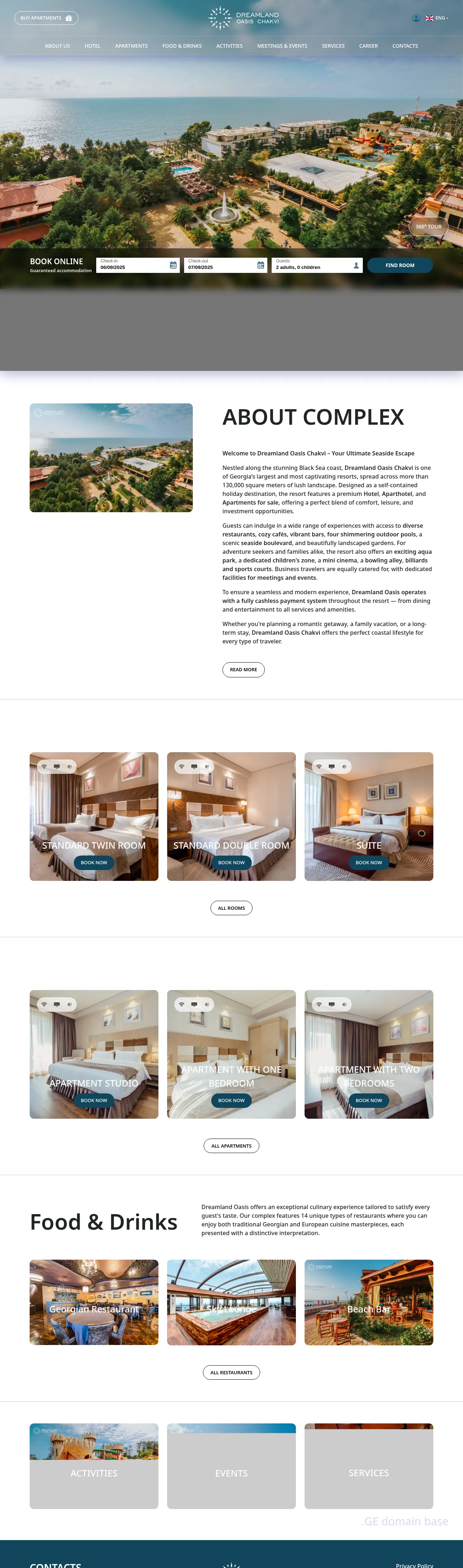 Screenshot of the site hoteloasis.ge
