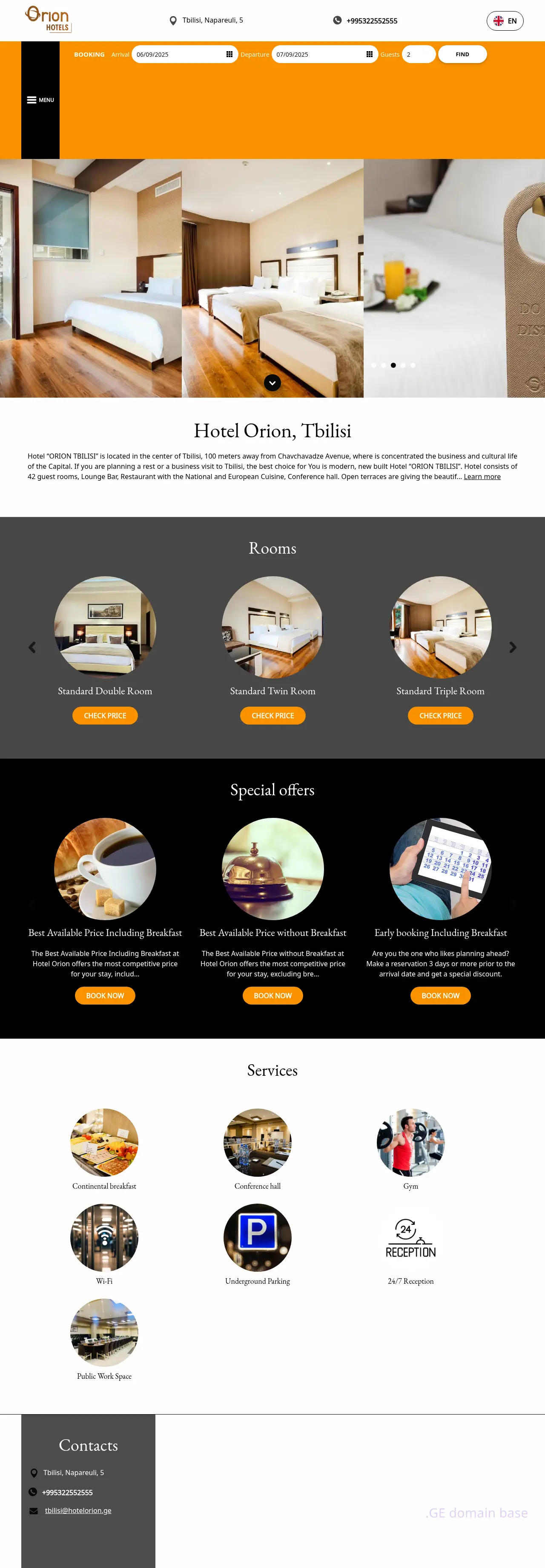 Screenshot of the site hotelorion.ge