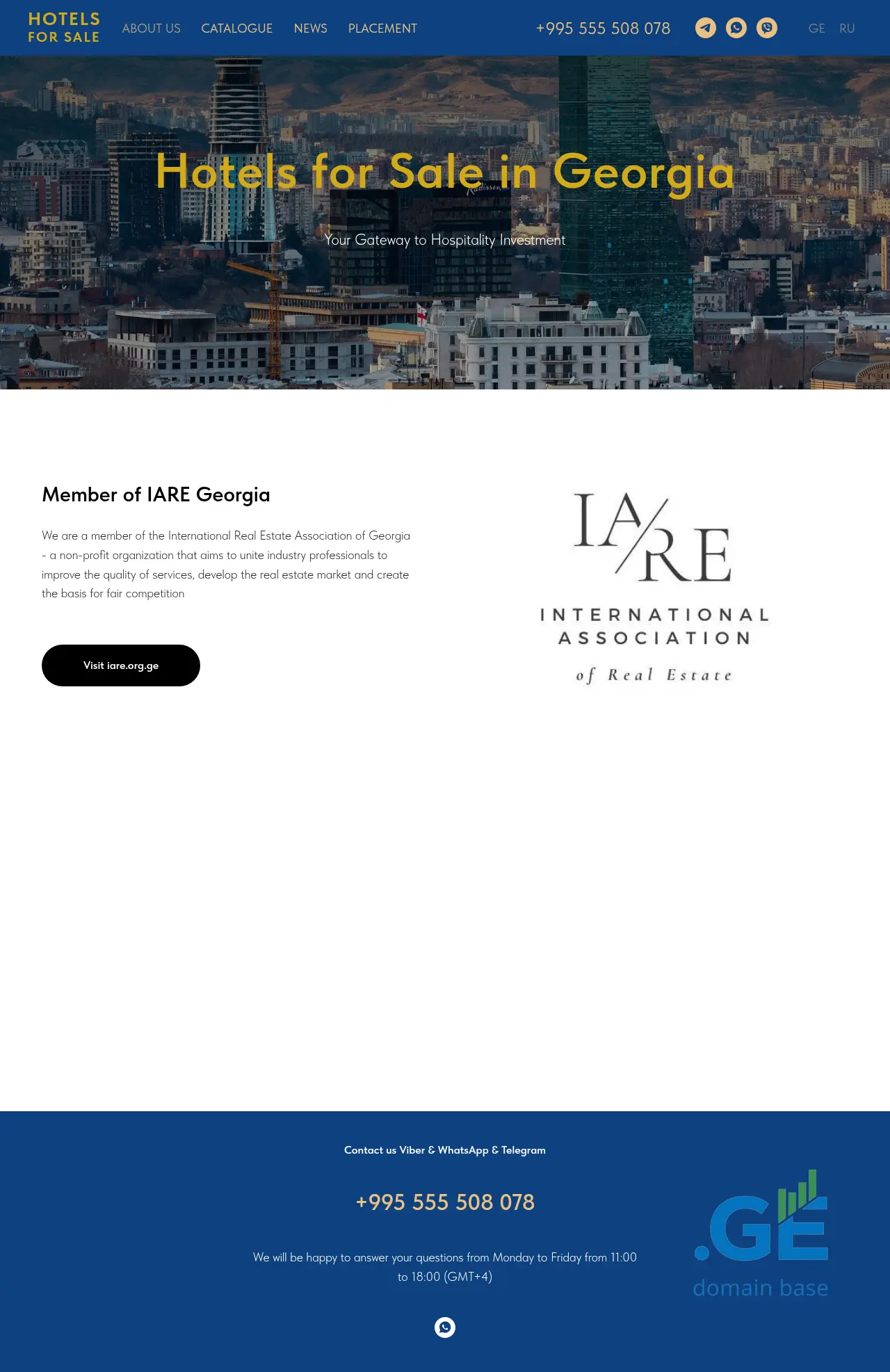 Screenshot of the site hotelsforsale.ge