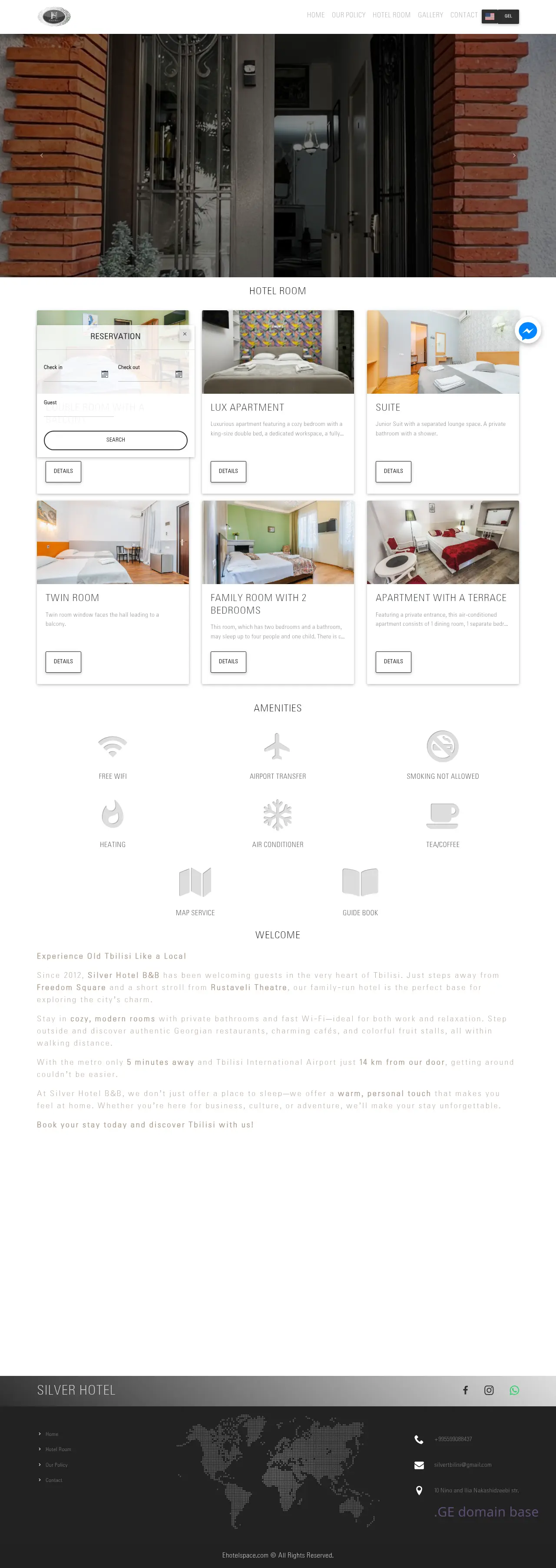 Screenshot of the site hotelsilver.ge