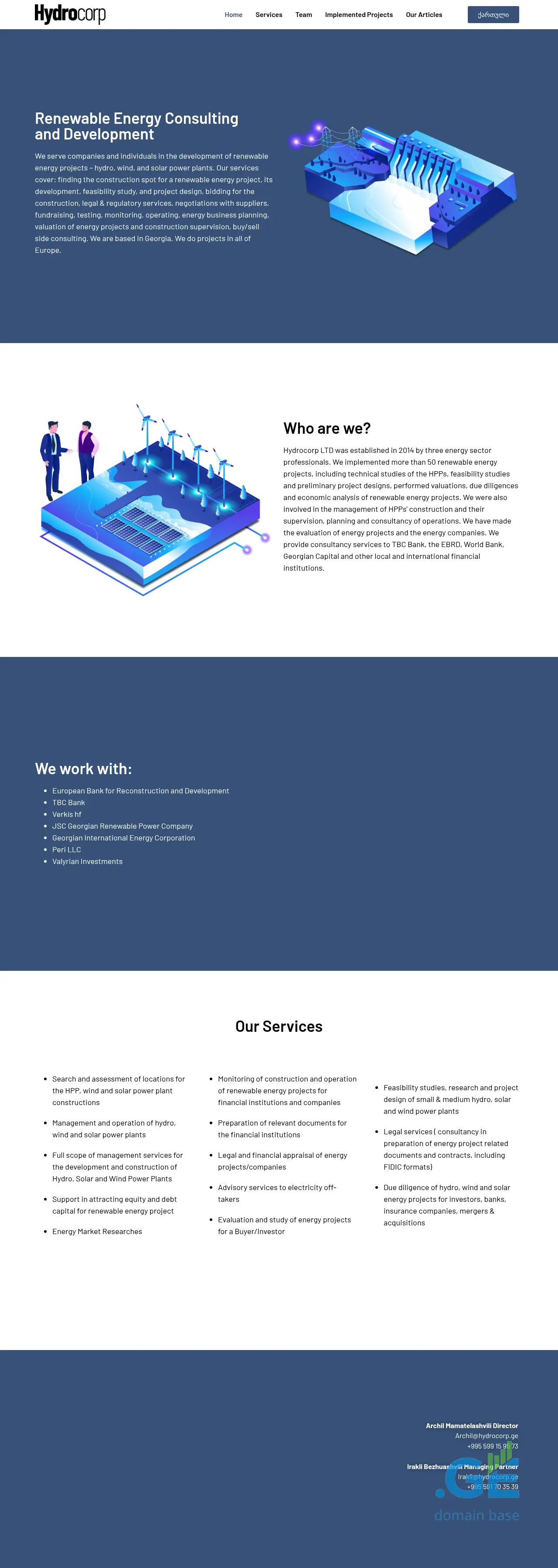 Screenshot of the site hydrocorp.ge