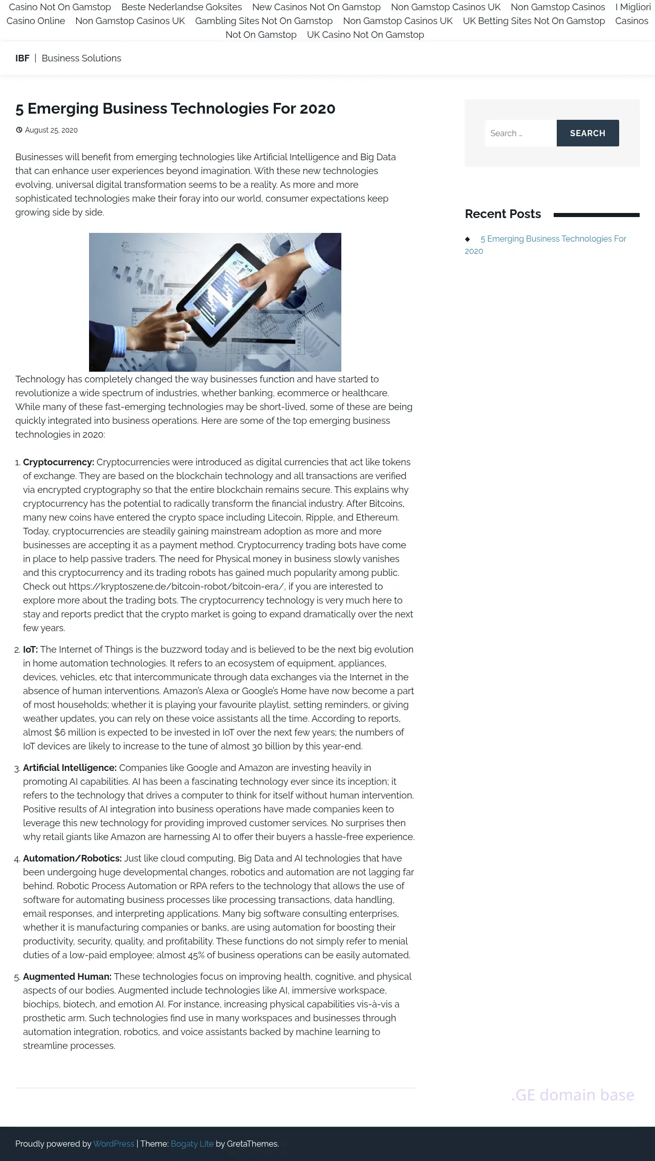 Screenshot of the site ibf.ge