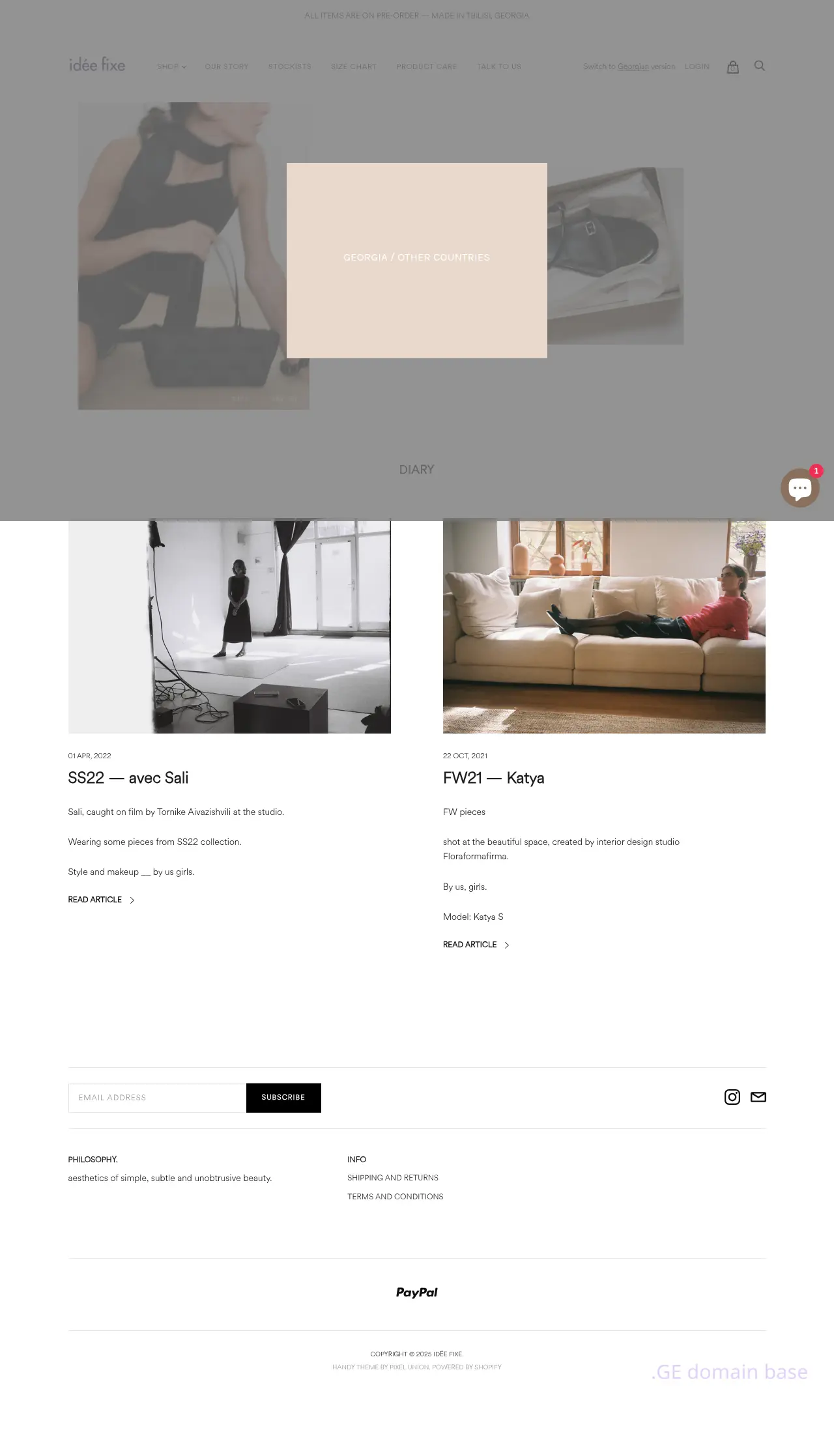 Screenshot of the site ideefixe.ge