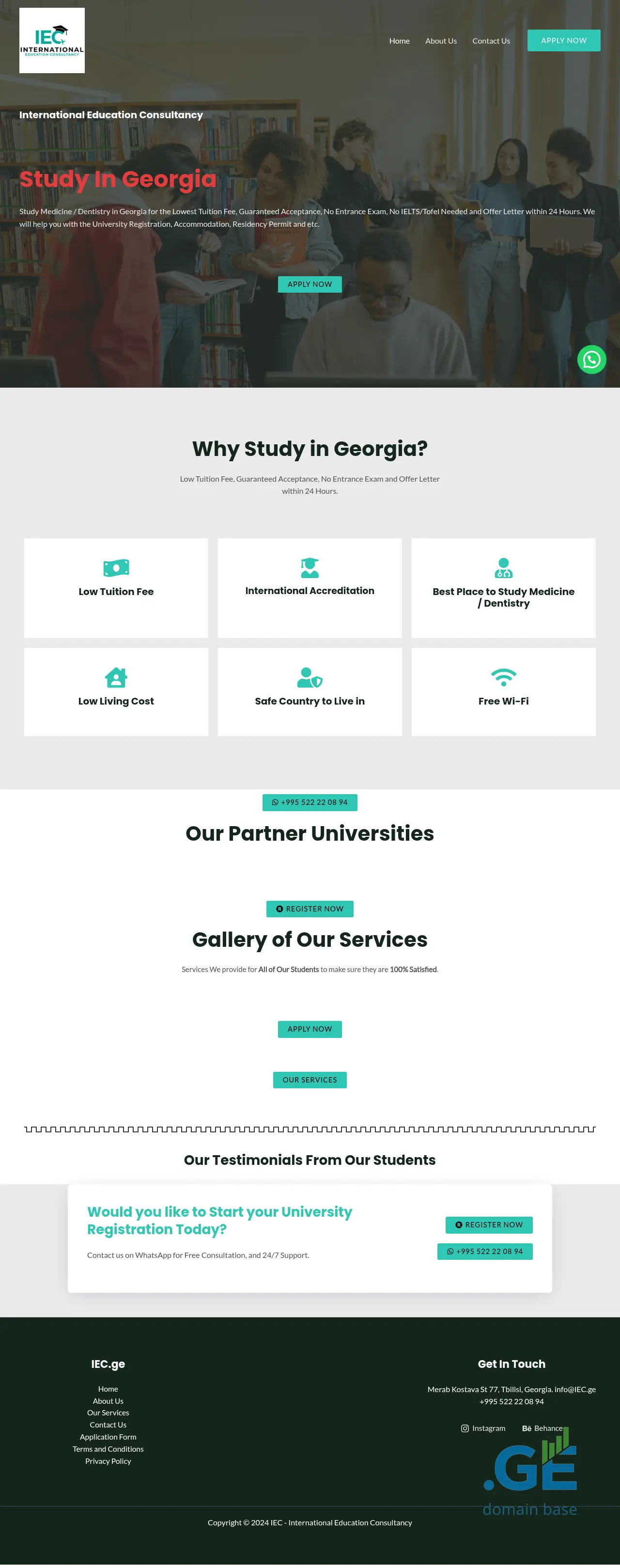Screenshot of the site iec.ge