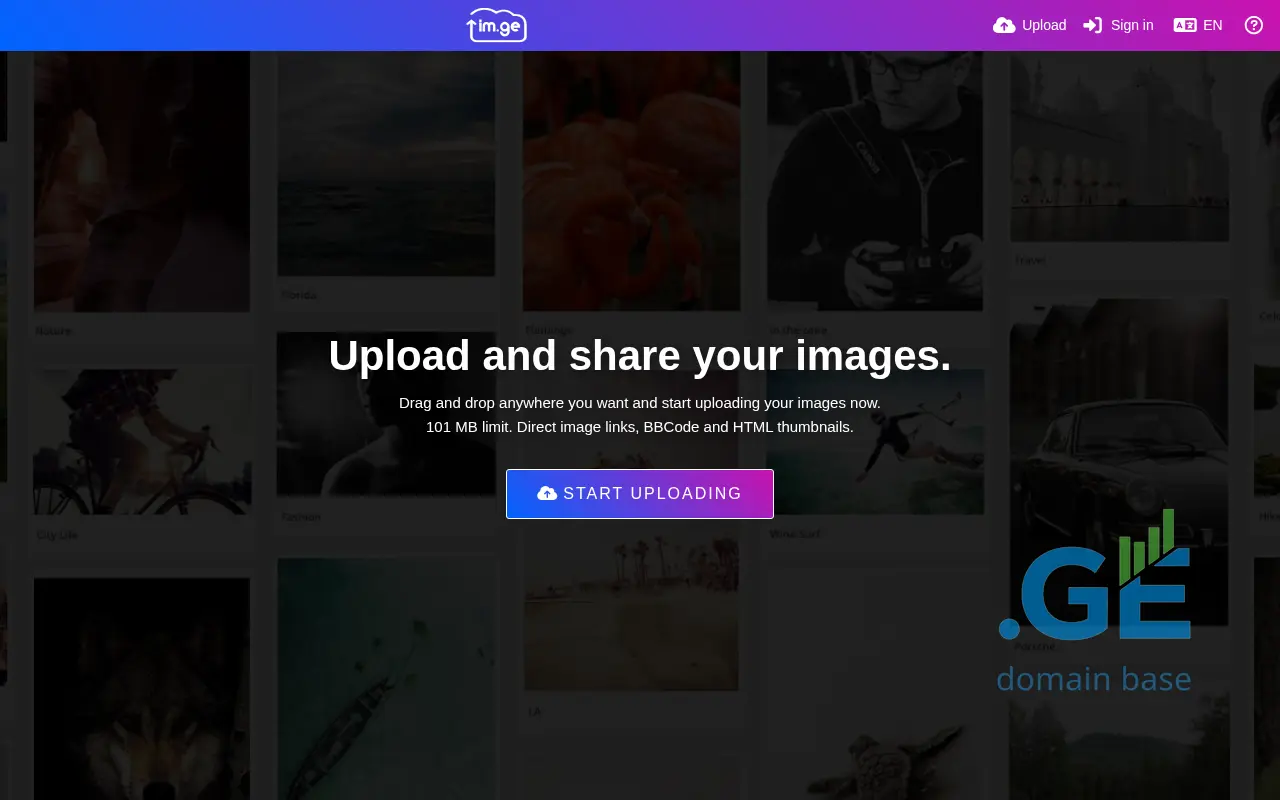 Screenshot of the site im.ge