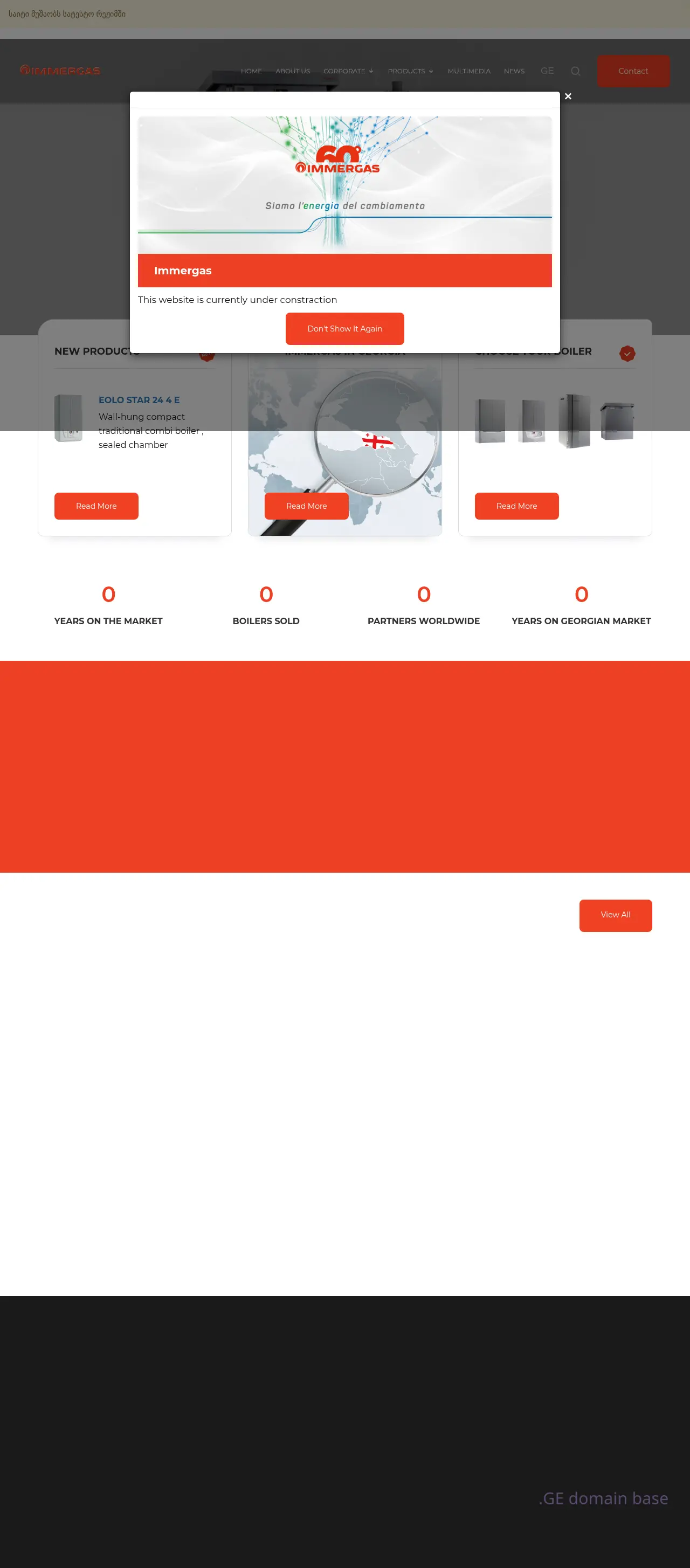 Screenshot of the site immergas.ge