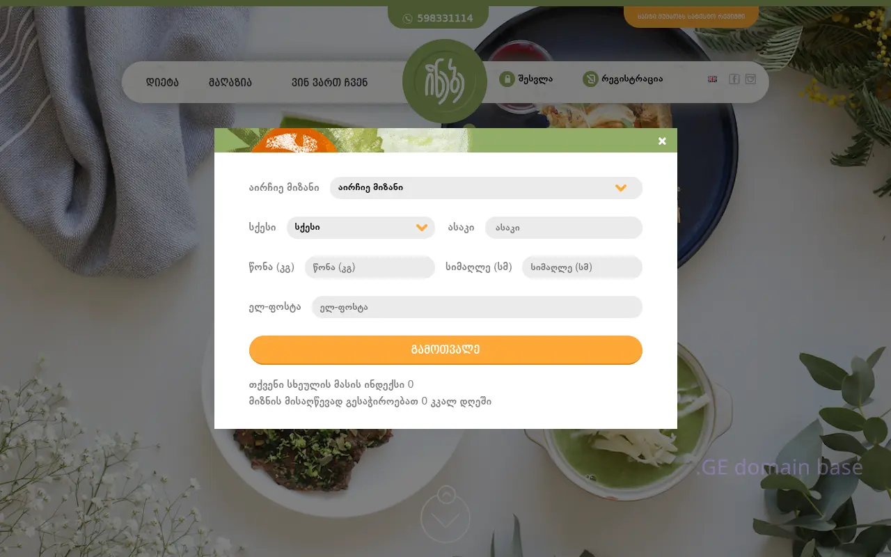 Screenshot of the site inebe.ge