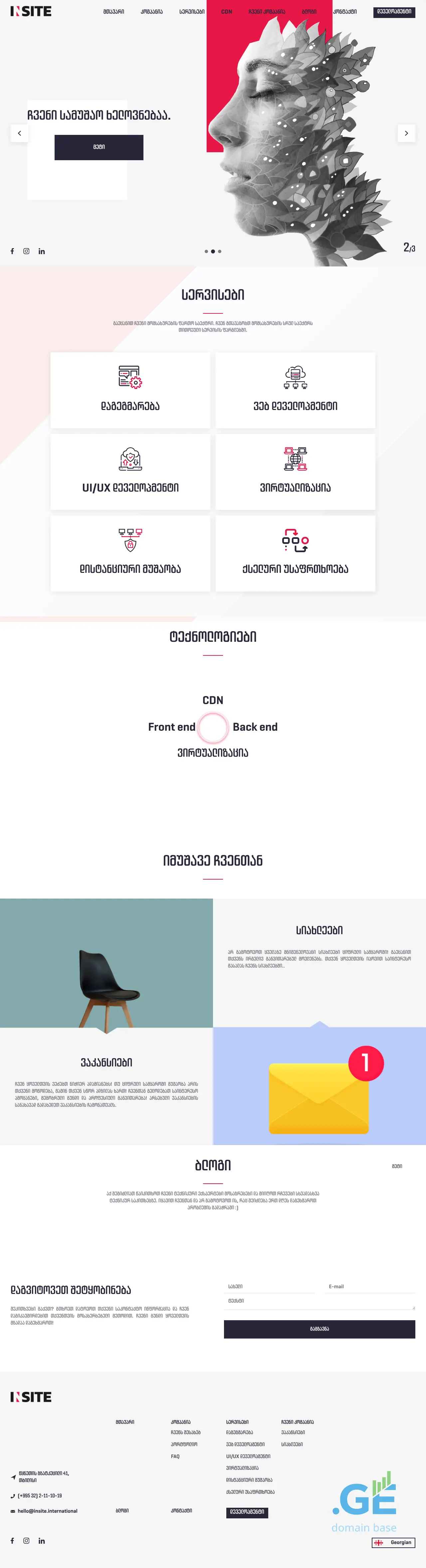 Screenshot of the site insite.ge